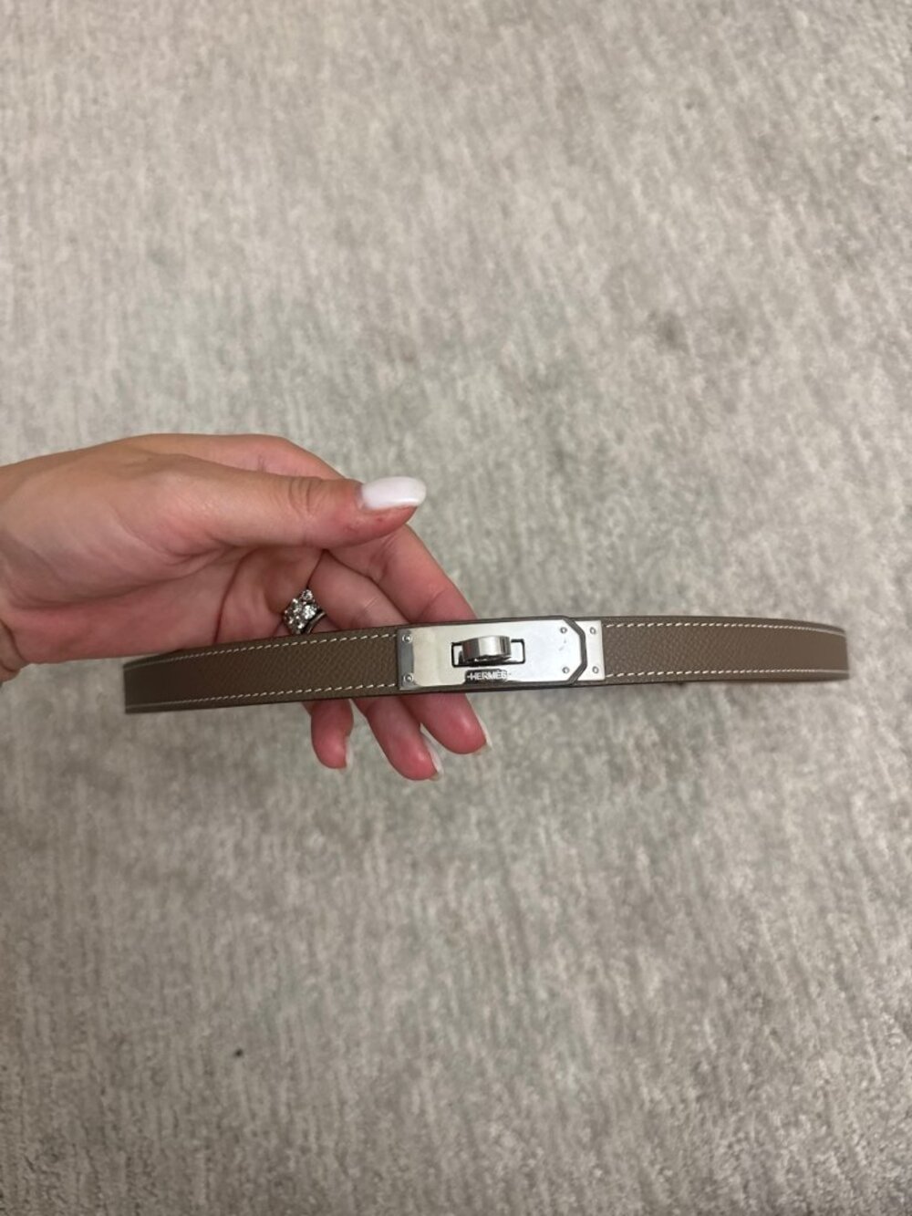 Hermès Kelly Belt Etoupe Epsom Palladium Hardware